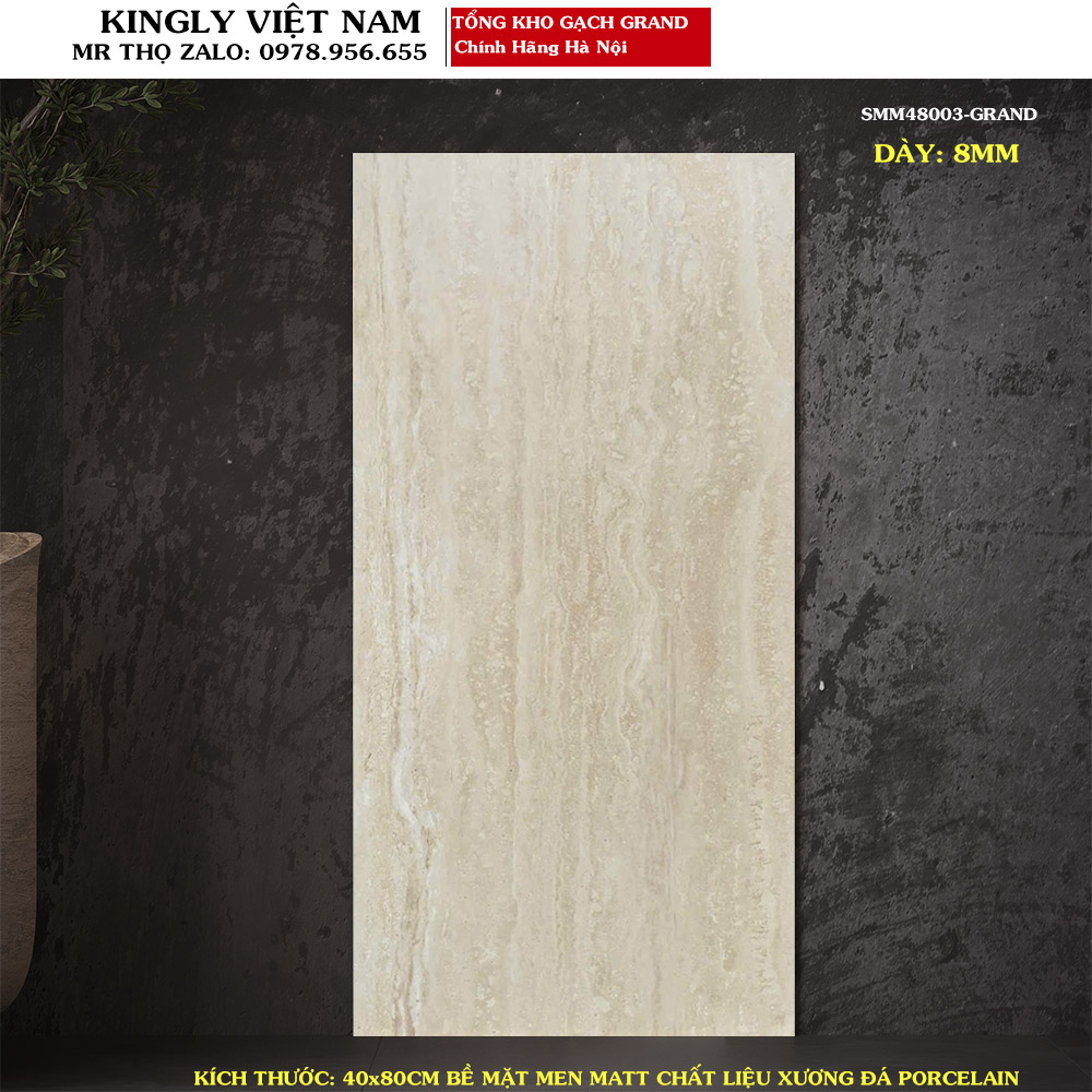 Gạch ốp tường vân đá Travertine Grand SMM48003 Loại A1